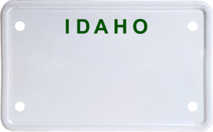 USA license plate Idaho green text