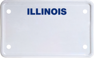 USA license plate Illinois blue text