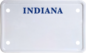 USA license plate Indiana blue text