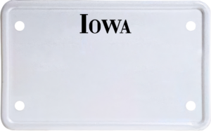 USA license plate Iowa black text