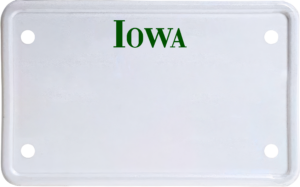 USA license plate Iowa green text