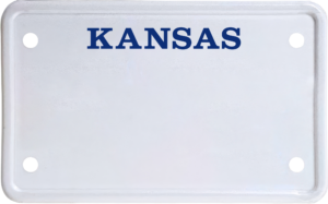 USA license plate Kansas blue text