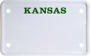 USA license plate Kansas green text