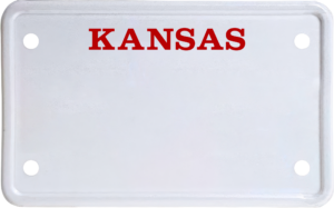 USA license plate Kansas red text