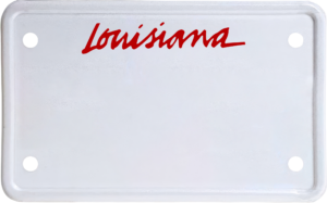 USA license plate Louisiana red text