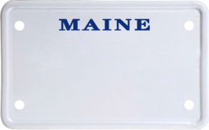 USA license plate Maine blue text