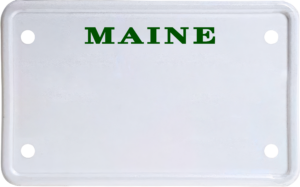 USA license plate Maine green text