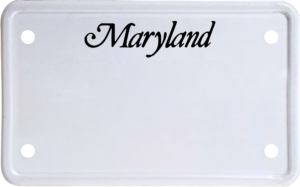 USA license plate Maryland black text