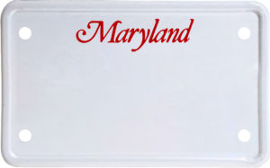 USA license plate Maryland red text
