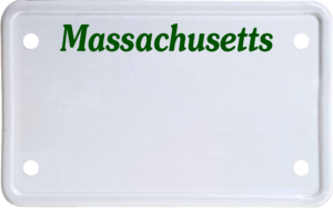 USA license plate Massachusetts green text