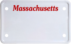 USA license plate Massachusetts red text