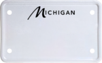 USA license plate Michigan black text