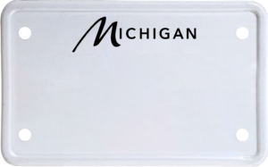 USA license plate Michigan black text
