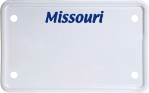 USA license plate Missouri blue text