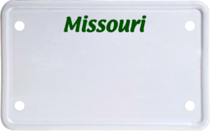 USA license plate Missouri green text