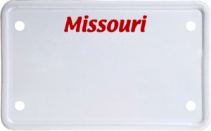 USA license plate Missouri red text