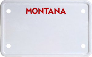 USA license plate Montana red text