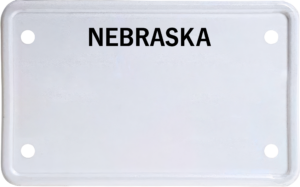 USA license plate Nebraska black text