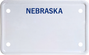 USA license plate Nebraska blue text