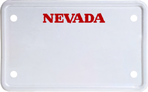 USA license plate Nevada red text