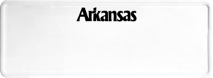USA license plate Arkansas black text
