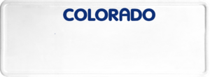 USA license plate Colorado blue text