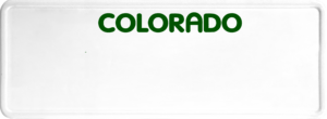 USA license plate Colorado green text