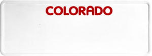 USA license plate Colorado red text