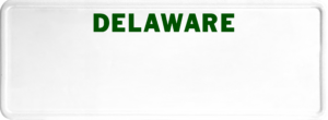 USA license plate Delawere green text