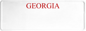 USA license plate Georgia red text