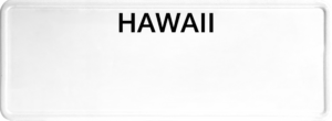 USA license plate Hawaii black text