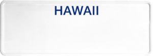 USA license plate Hawaii blue text