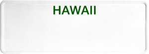 USA license plate Hawaii green text