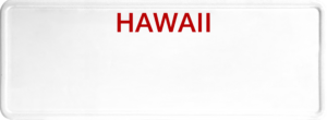 USA license plate Hawaii red text