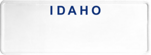 USA license plate Idaho blue text