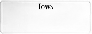 USA license plate Iowa black text