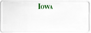 USA license plate Iowa green text