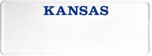 USA license plate Kansas blue text