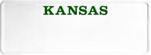 USA license plate Kansas green text