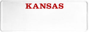 USA license plate Kansas red text