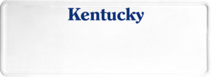 USA license plate Kentucky blue text