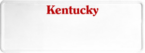 USA license plate Kentucky red text