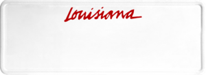 USA license plate Louisiana red text