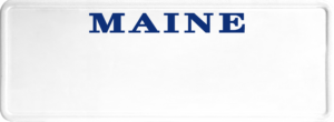 USA license plate Maine blue text
