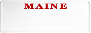 USA license plate Maine red text