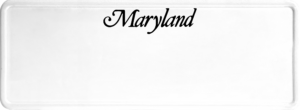 USA license plate Maryland black text