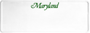 USA license plate Maryland green text
