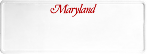 USA license plate Maryland red text