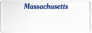 USA license plate Massachusetts blue text