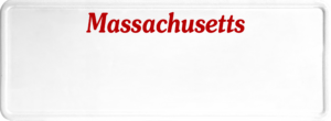 USA license plate Massachusetts red text